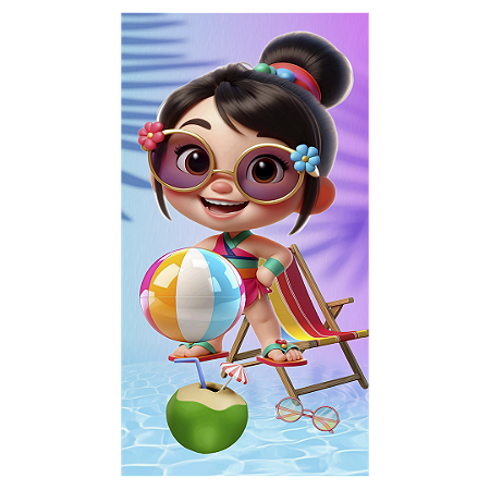 Capa Faixa Lateral Sublimado - Princesas Pool Party