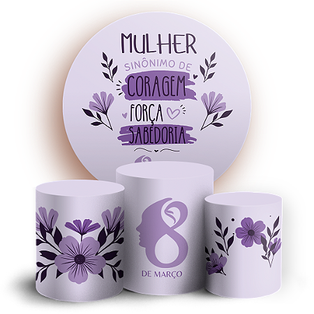 Capas Painel Redondo e Trio Cilindro Sublimado - Dia da Mulher