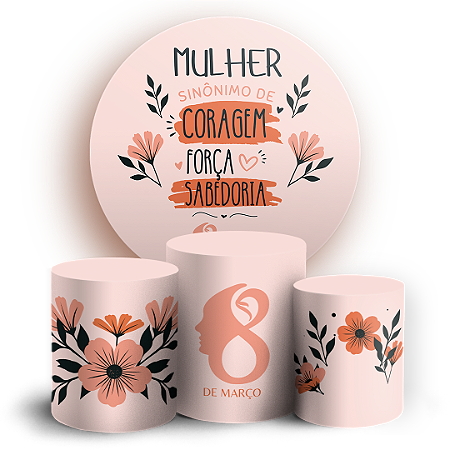 Capas Painel Redondo e Trio Cilindro Sublimado - Dia da Mulher