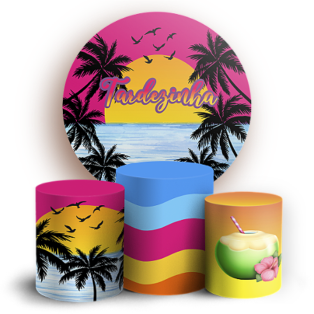 Capas Painel Redondo e Trio Cilindro Sublimado - Tardezinha