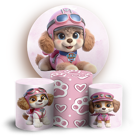 Capas Painel Redondo e Trio Cilindro Sublimado - Patrulha Canina