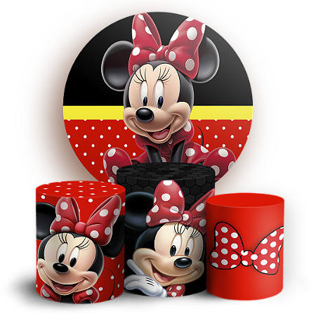 Capas Painel Redondo e Trio Cilindro Sublimado - Minnie
