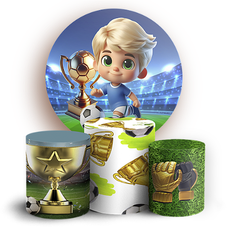 Capas Painel Redondo e Trio Cilindro Sublimado - Futebol