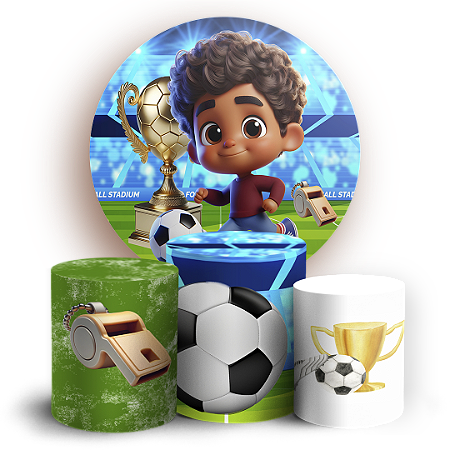 Capas Painel Redondo e Trio Cilindro Sublimado - Futebol