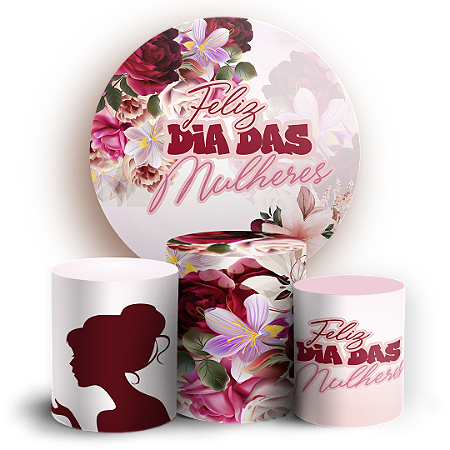 Capas Painel Redondo e Trio Cilindro Sublimado - Dia Das Mulheres