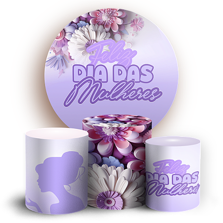 Capas Painel Redondo e Trio Cilindro Sublimado - Dia Das Mulheres