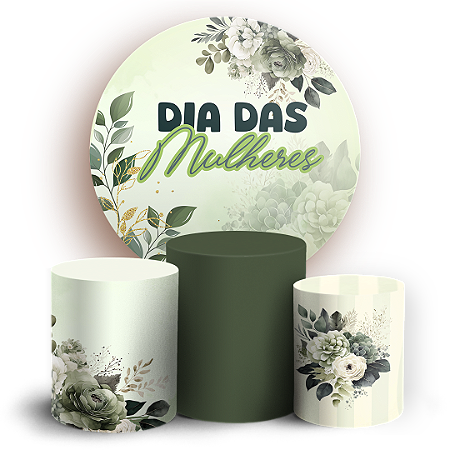 Capas Painel Redondo e Trio Cilindro Sublimado - Dia Das Mulheres