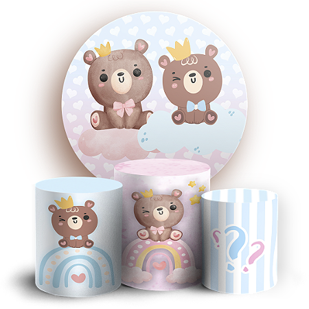 Capas Painel Redondo e Trio Cilindro Sublimado - Chá Revelação