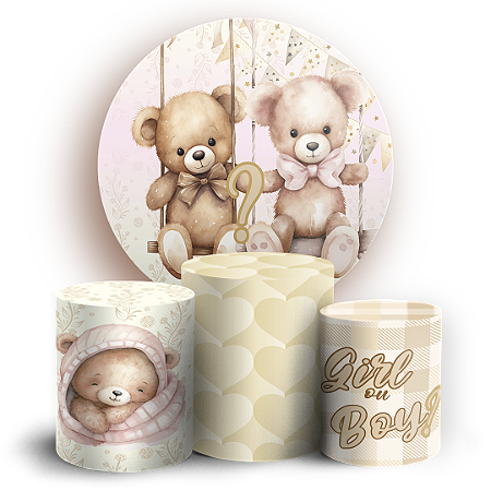 Capas Painel Redondo e Trio Cilindro Sublimado - Chá Revelação