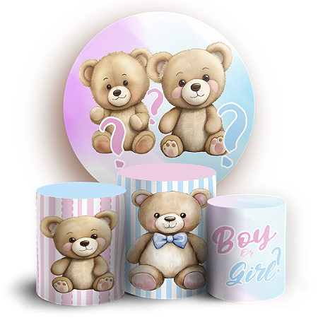 Capas Painel Redondo e Trio Cilindro Sublimado - Chá Revelação