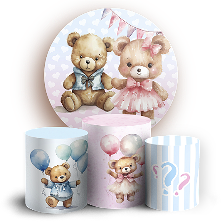 Capas Painel Redondo e Trio Cilindro Sublimado - Chá Revelaçao