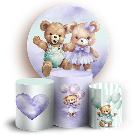 Capas Painel Redondo e Trio Cilindro Sublimado - Chá Revelaçao