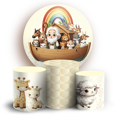 Capas Painel Redondo e Trio Cilindro Sublimado - Arca De Noé