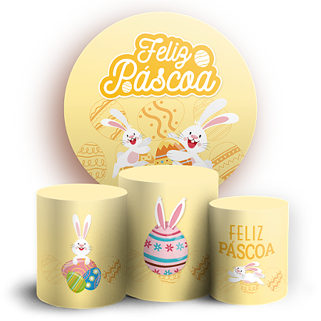 Capas Painel Redondo e Trio Cilindro Sublimado - Páscoa