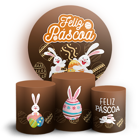 Capas Painel Redondo e Trio Cilindro Sublimado - Páscoa