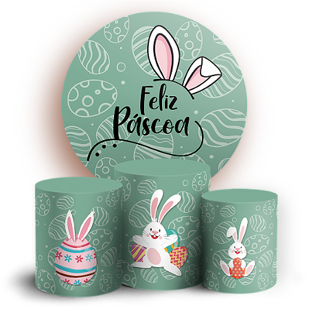 Capas Painel Redondo e Trio Cilindro Sublimado - Páscoa