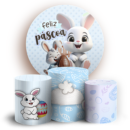 Capas Painel Redondo e Trio Cilindro Sublimado - Páscoa