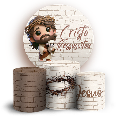 Capas Painel Redondo e Trio Cilindro Sublimado - Páscoa