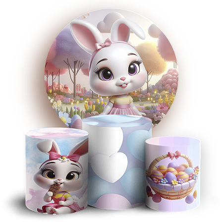 Capas Painel Redondo e Trio Cilindro Sublimado - Páscoa