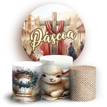 Capas Painel Redondo e Trio Cilindro Sublimado - Páscoa