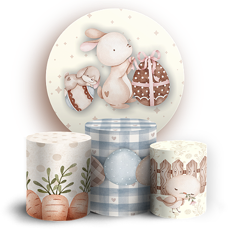 Capas Painel Redondo e Trio Cilindro Sublimado - Páscoa