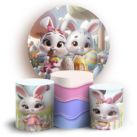 Capas Painel Redondo e Trio Cilindro Sublimado - Páscoa