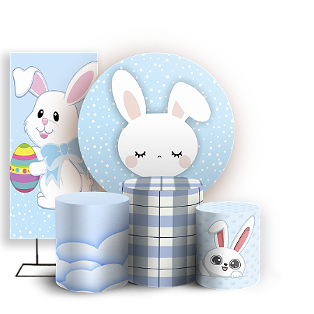 Capas Painel Redondo Trio Cilindro e Faixa Lateral Sublimado - Páscoa