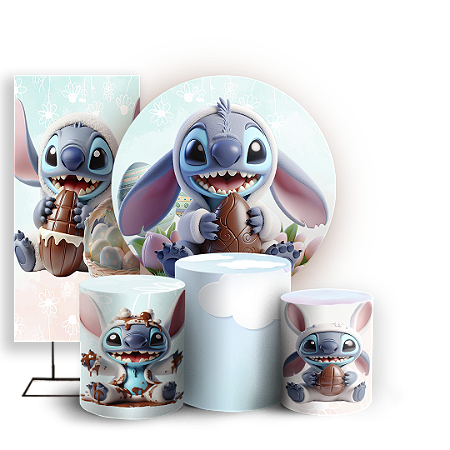 Capas Painel Redondo Trio Cilindro e Faixa Lateral Sublimado - Páscoa