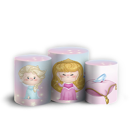 Capas Trio Cilindro Sublimado Vest Facil - Princesas