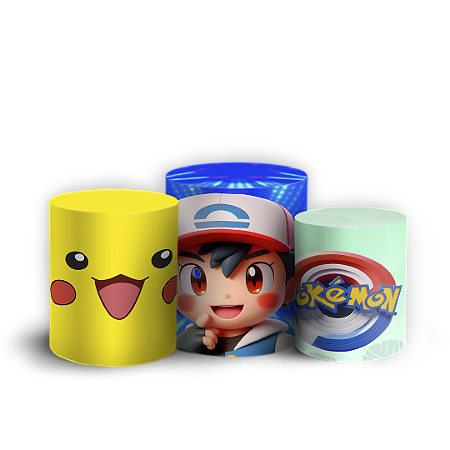 Capas Trio Cilindro Sublimado Vest Facil - Pokemon