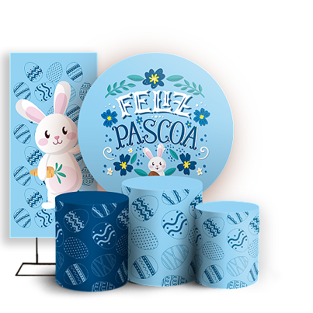 Capas Painel Redondo Trio Cilindro e Faixa Lateral Sublimado - Páscoa