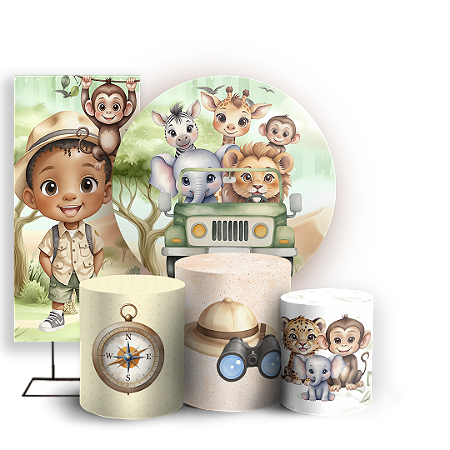 Capas Painel Redondo Trio Cilindro e Faixa Lateral Sublimado - Safari