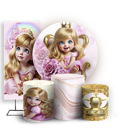 Capas Painel Redondo Trio Cilindro e Faixa Lateral Sublimado - Princesa