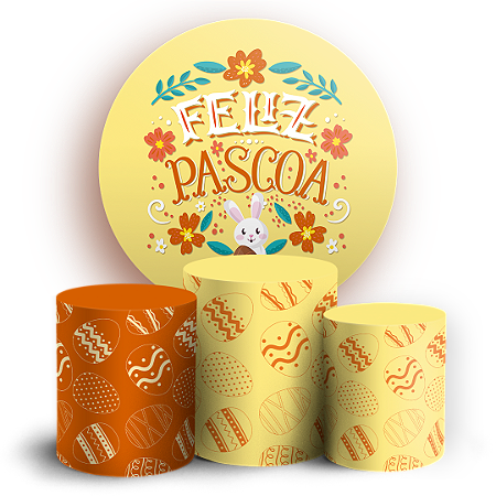 Capas Painel Redondo e Trio Cilindro Sublimado - Páscoa