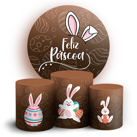 Capas Painel Redondo e Trio Cilindro Sublimado - Páscoa