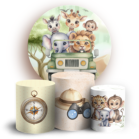 Capas Painel Redondo e Trio Cilindro Sublimado - Safari