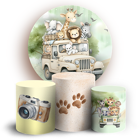 Capas Painel Redondo e Trio Cilindro Sublimado - Safari