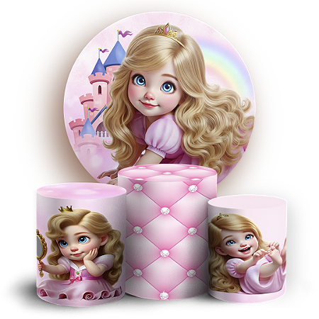 Capas Painel Redondo e Trio Cilindro Sublimado - Princesa