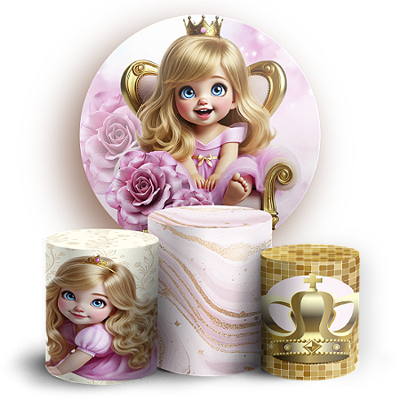 Capas Painel Redondo e Trio Cilindro Sublimado - Princesa