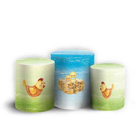 Capas Trio Cilindro Sublimado Vest Facil - Fazendinha