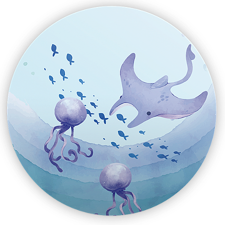 Capa Painel Redondo Sublimado - Fundo Do Mar