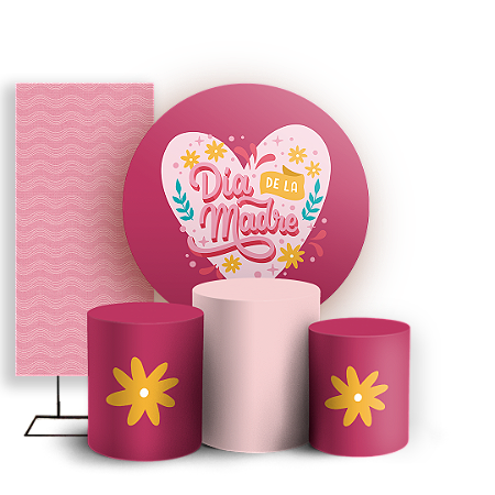 Capas Painel Redondo Trio Cilindro e Faixa Lateral Sublimado - Dia Das Mães