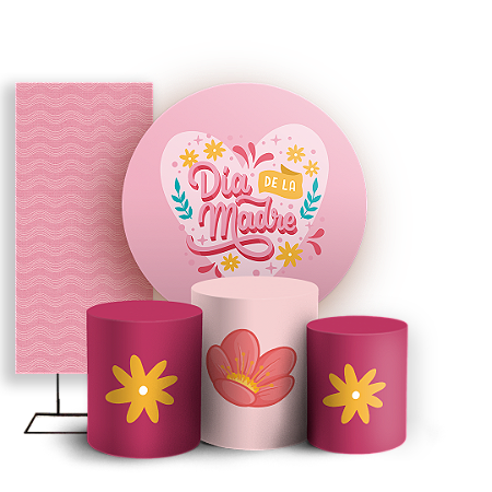 Capas Painel Redondo Trio Cilindro e Faixa Lateral Sublimado - Dia Das Mães