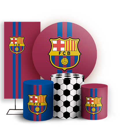 Capas Painel Redondo Trio Cilindro e Faixa Lateral Sublimado - Time Barcelona