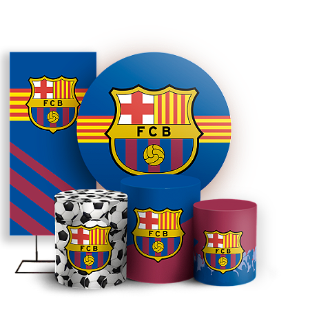Capas Painel Redondo Trio Cilindro e Faixa Lateral Sublimado - Time Barcelona