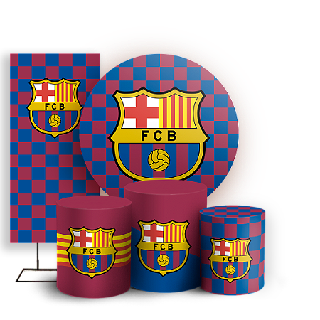 Capas Painel Redondo Trio Cilindro e Faixa Lateral Sublimado - Time Barcelona