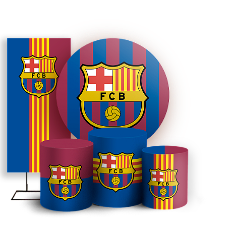 Capas Painel Redondo Trio Cilindro e Faixa Lateral Sublimado - Time Barcelona