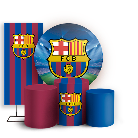 Capas Painel Redondo Trio Cilindro e Faixa Lateral Sublimado - Time Barcelona