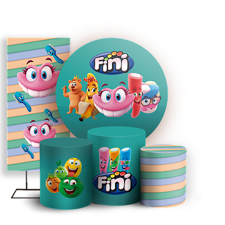 Capas Painel Redondo Trio Cilindro e Faixa Lateral Sublimado - Doces Fini