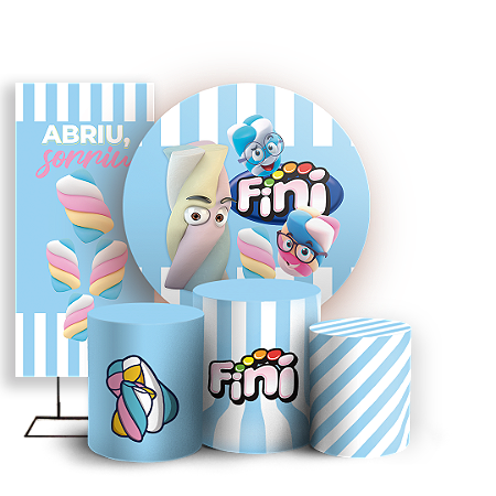 Capas Painel Redondo Trio Cilindro e Faixa Lateral Sublimado - Doces Fini